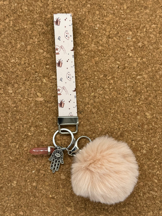 Wizard/Hasma/ Peach Stone puff Wristlet Keychain